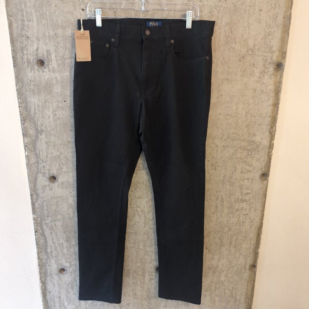 NEW Polo Ralph Lauren Mens 32x32 (measures 34x31) Black Chino Pants Slim Stretch